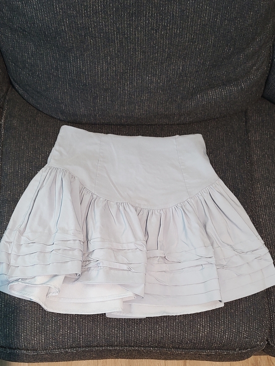vestique Dresses & Skirts - Light Blue Tiered Frill Ruffle Circle Mini Skirt Western Boho Flowy Feminine